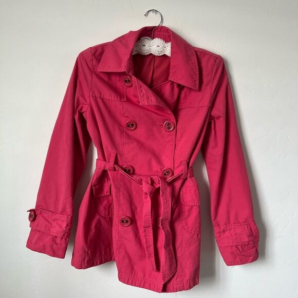 Tulle Button Front Tie Waist Jacket Pink Mod Style Size Medium - Picture 1 of 6